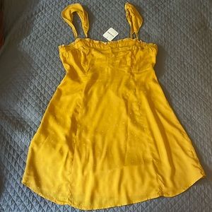 Intimately Free People Mustard Yellow Polka Dot Tank Top Dress